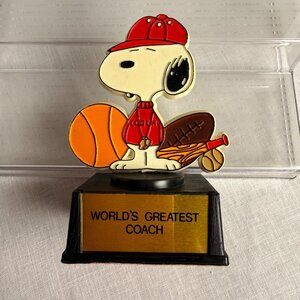 VINTAGE AVIVA PEANUT'S SNOOPY "World's Greatest Coach" Trophy GRAM 1980'S